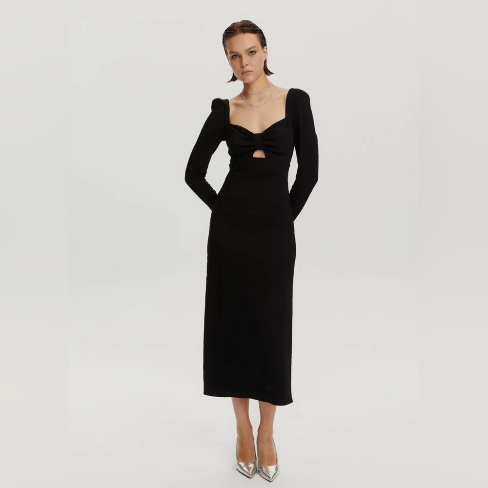Nocturne Black Heart 🖤 Cutout Midi Long Sleeve Dress NWT M